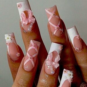 NIB 24pcs Premium European Style Sparkly Full Rhinestone Ballet Nails